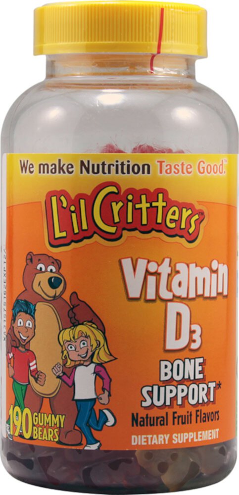 L'il Critters Витамин D3 для поддержки костей Натуральные фрукты -- 190 мармеладных мишек L'il Critters