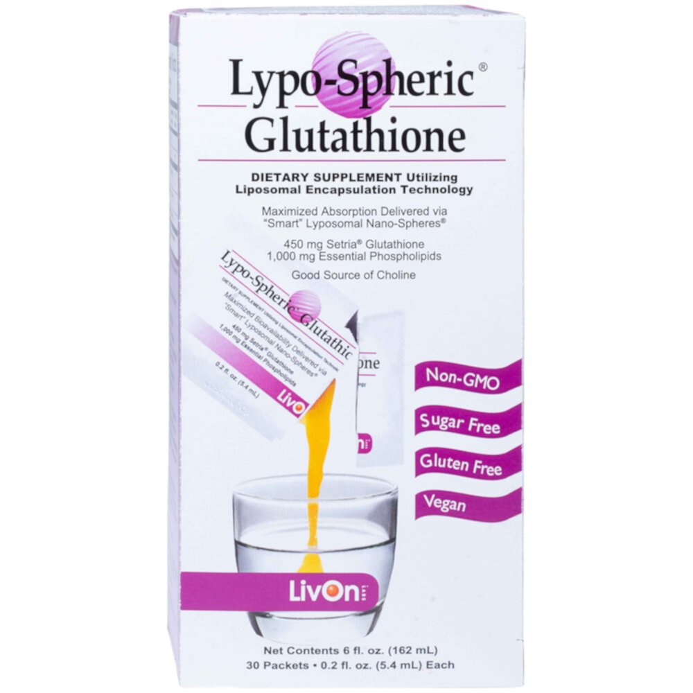 Lypo-Spheric Glutathione - 450мг Глутатион, 1000мг Фосфолипиды - 30 пакетиков - LivOn Laboratories LivOn Laboratories