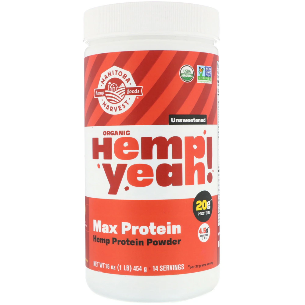 Organic Hemp Yeah! Max Protein Unsweetened Hemp Protein Powder (Порошок) -- 1 lb (Фунты) Manitoba Harvest