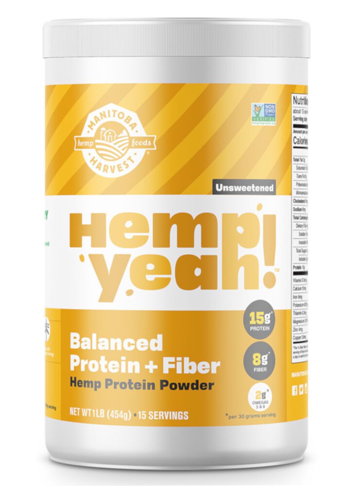 Hemp Yeah! Balanced Protein + Fiber Hemp Protein Powder (Порошок) -- 1 lb (Фунты) Manitoba Harvest