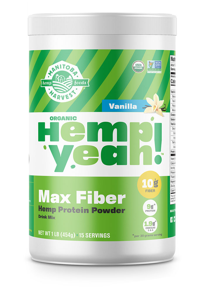 Organic Hemp Yeah! Max Fiber Vanilla Hemp Protein Powder (Порошок) -- 1 lb (Фунты) Manitoba Harvest