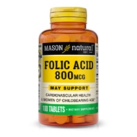 Folic Acid -- 800 mcg - 100 Tablets (Таблетки) Mason Natural