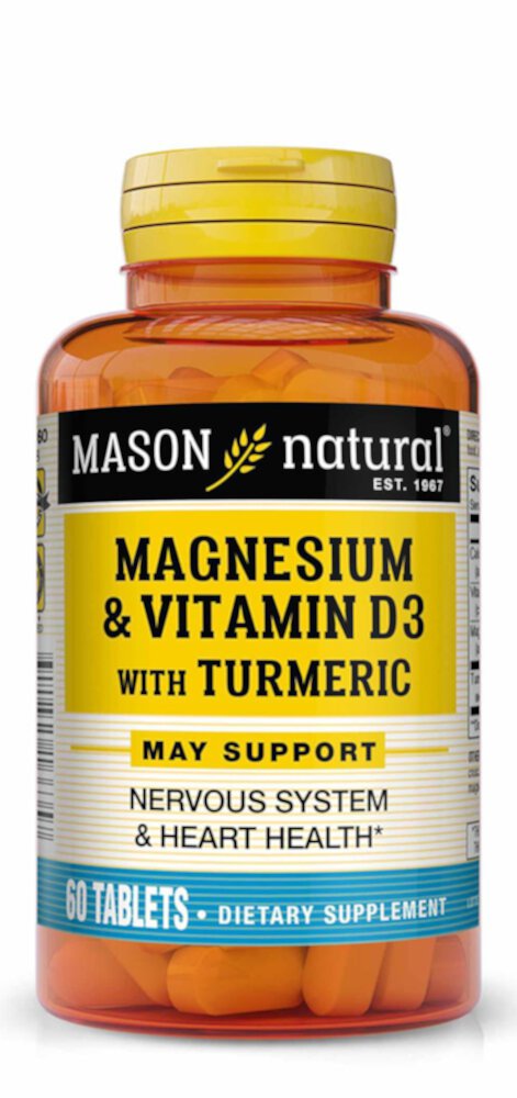Mason Natural Magnesium Vitamin D3 с куркумой — 60 таблеток Mason Natural