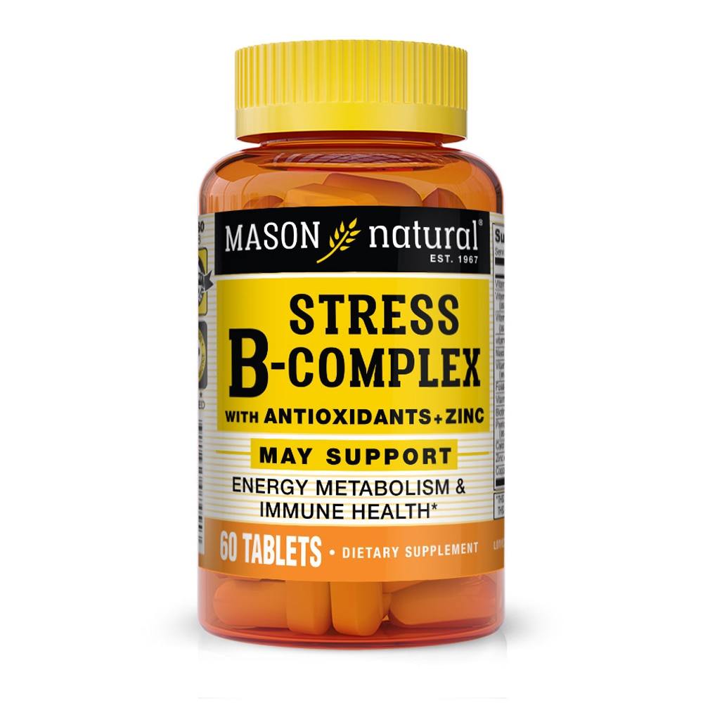 Stress B-Complex with Antioxidants + Zinc -- 60 Tablets (Таблетки) Mason Natural