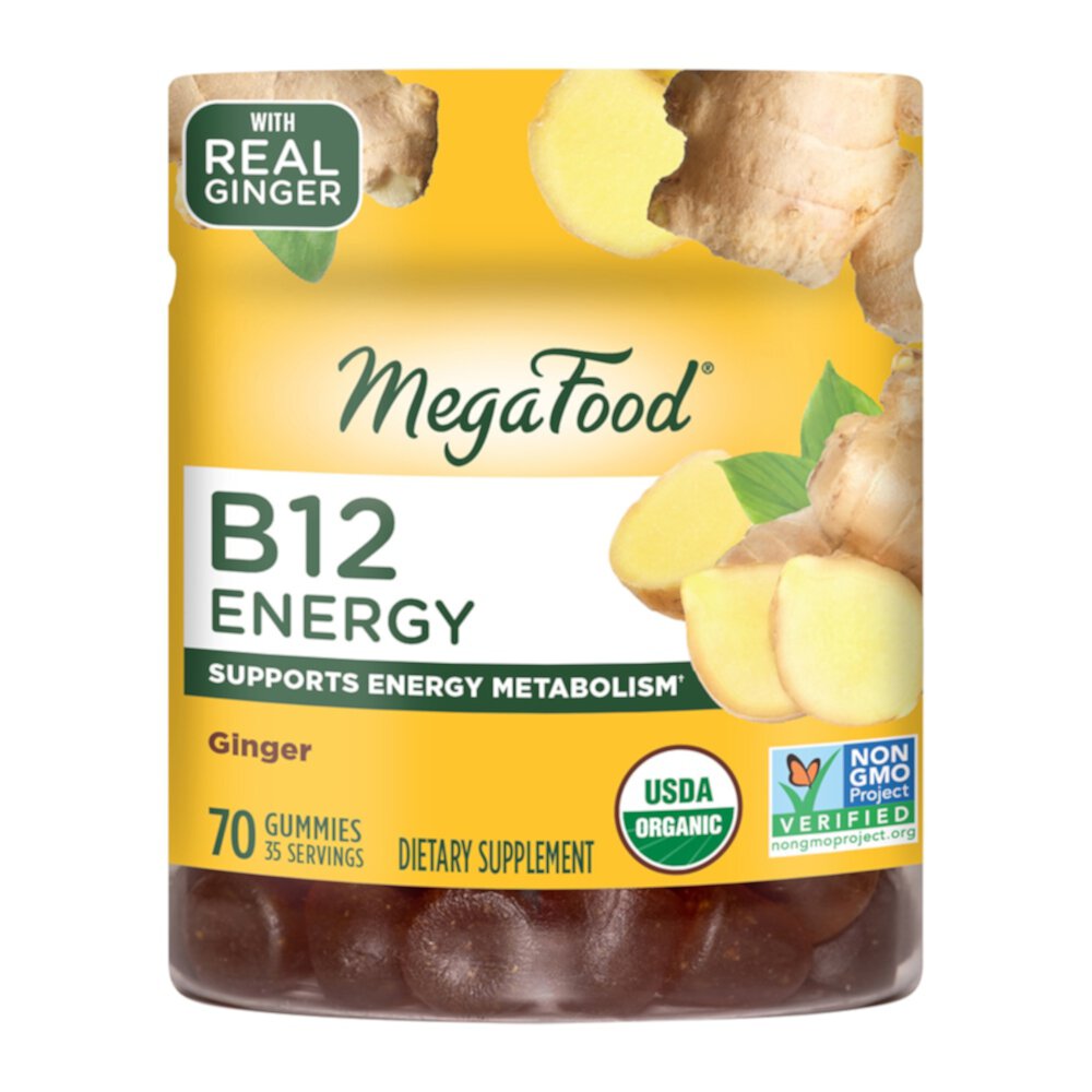Энергетические жевательные конфеты с витамином B12 и имбирем — 70 жевательных конфет MegaFood