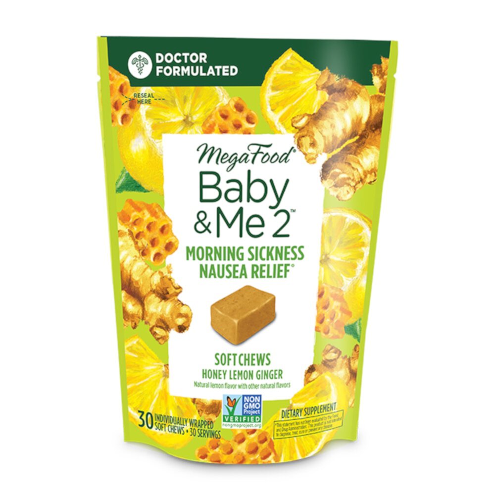 Baby & Me 2 Morning Sickness Nausea Relief Honey Lemon Ginger -- 30 Soft Chews (Мягкие жевательные конфеты) MegaFood