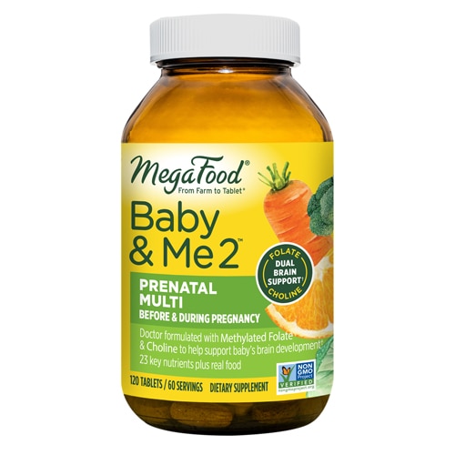 Baby & Me 2 Prenatal Multivitamin with Folate and Choline -- 120 Tablets MegaFood