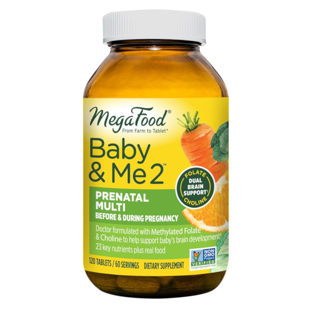 Baby & Me 2 Prenatal Multivitamin with Folate and Choline -- 120 Tablets (Таблетки) MegaFood