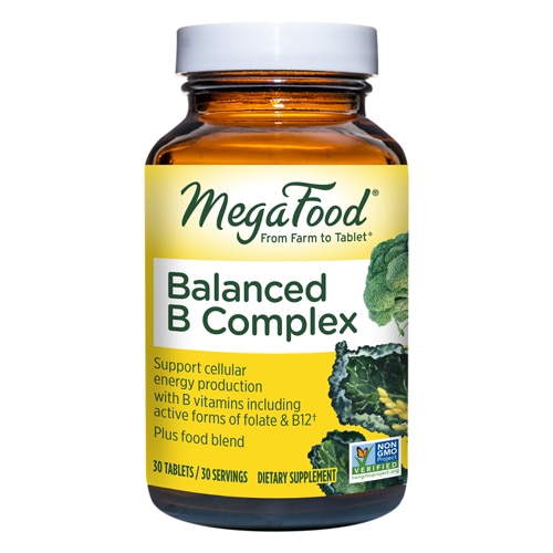 Сбалансированный комплекс B с витамином B12, витамином B6 и фолатом, 30 таблеток MegaFood