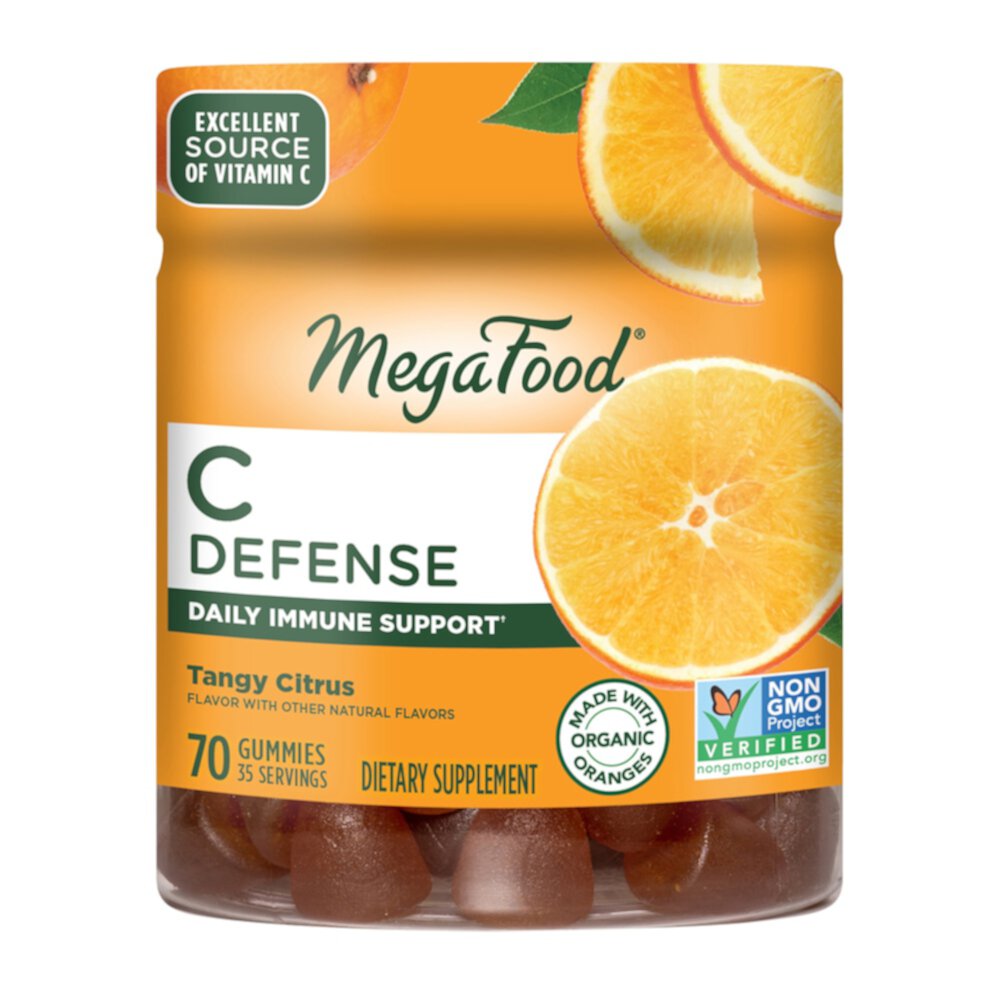 C Defense Vitamin C Gummies (Жевательные конфеты) Tangy Citrus -- 70 Gummies MegaFood