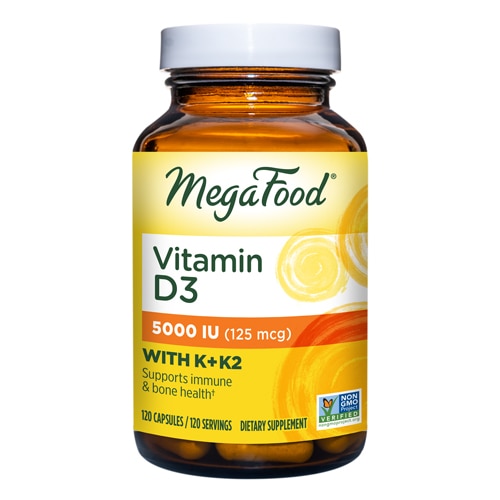 Витамин D3 плюс витамин K & K2 - 5000 МЕ (125 мкг) - 120 капсул - MegaFood MegaFood