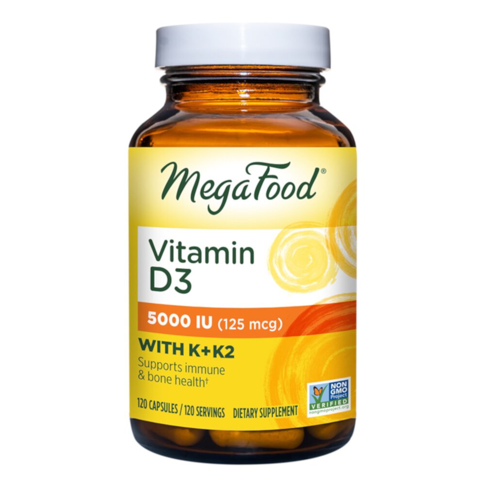 Vitamin D3 Plus Vitamin K & K2 -- 5000 IU (125 mcg) - 120 Capsules (Капсулы) MegaFood