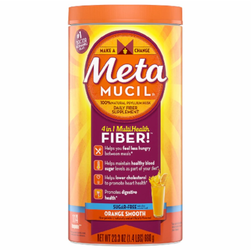 Metamucil 4-в-1 Multi Health Fiber без сахара Апельсиновый гладкий - 23,3 унции Metamucil