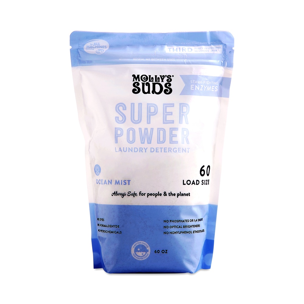 Molly's Suds Super Powder Стиральный порошок с энзимами Ocean Mist - 60 унций Molly's Suds