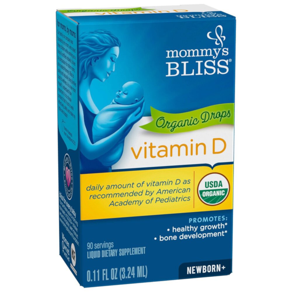 Органические капли с витамином D, жидкие для новорожденных плюс, 0,11 жидких унций Mommy's Bliss