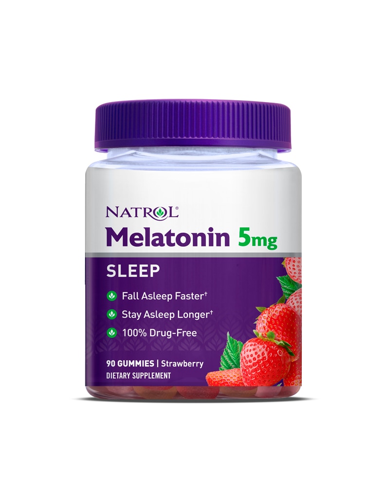 Natrol Gummies Melatonin Strawberry — 5 мг — 90 жевательных конфет Natrol