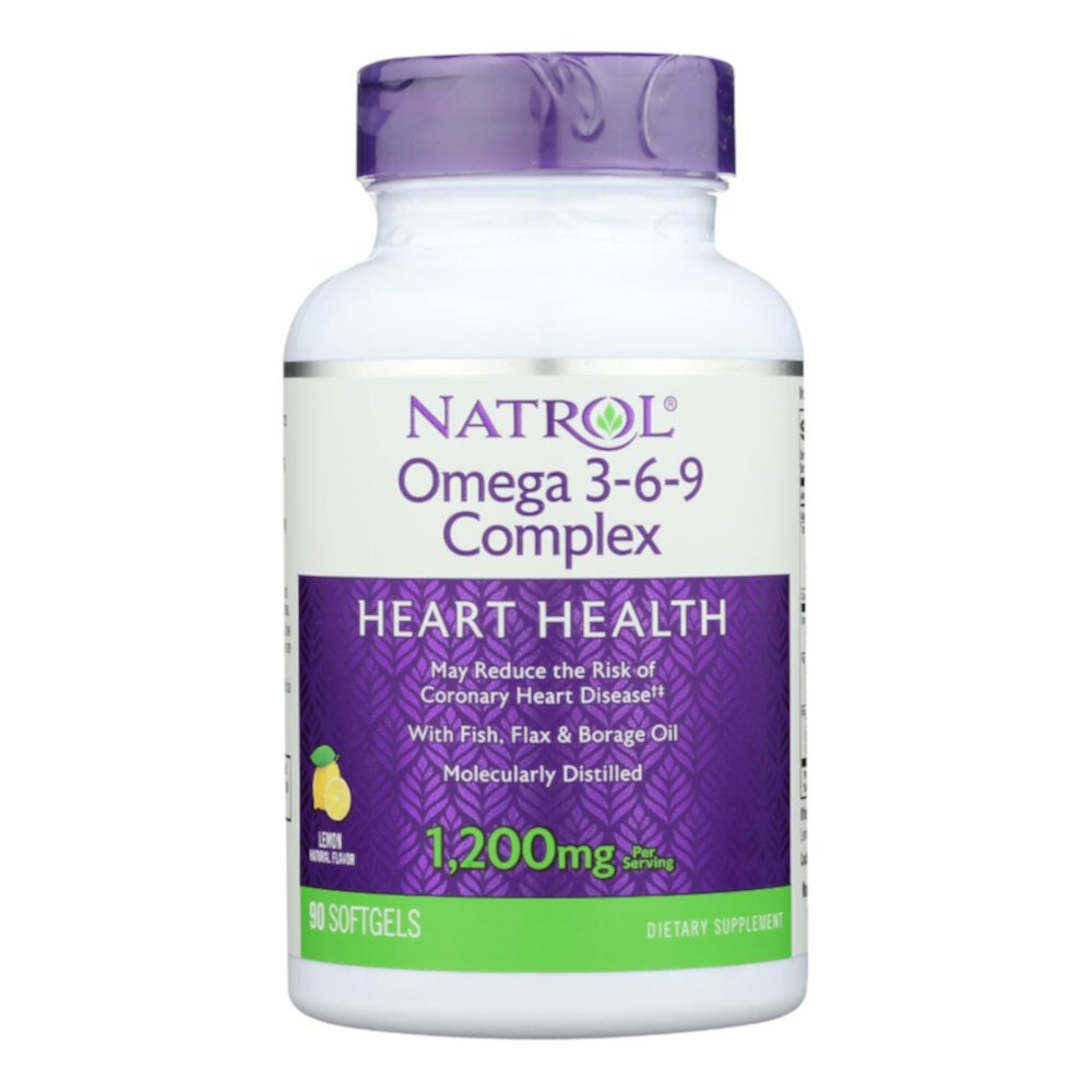 Omega 3-6-9 Complex, Здоровье сердца, Лимон - 90 капсул - Natrol Natrol