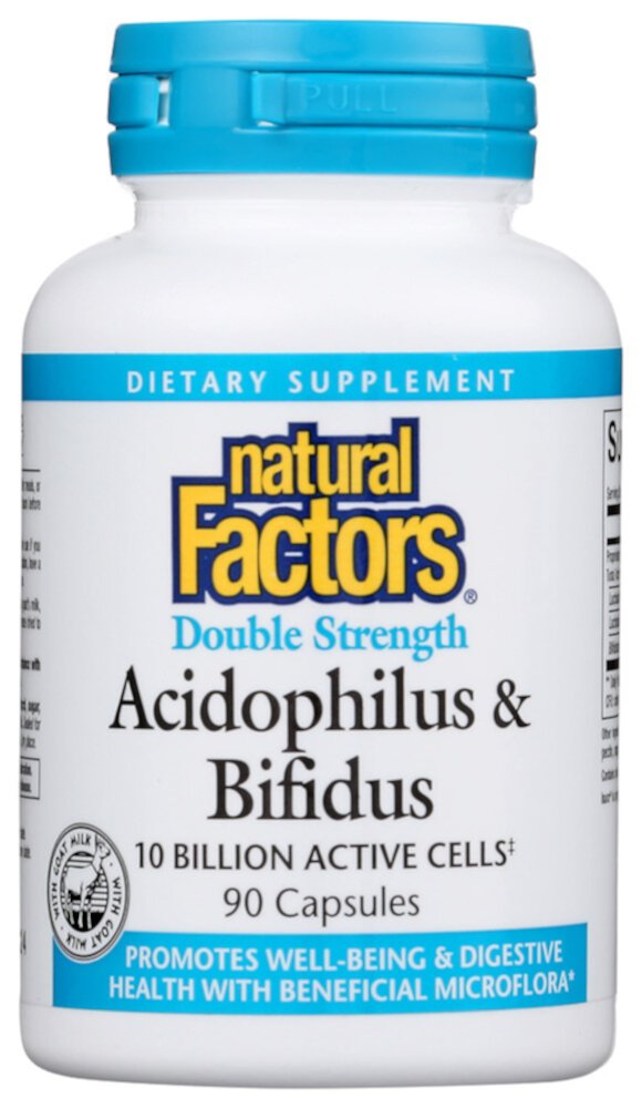 Acidophilus и Bifidus - 10 миллиардов клеток - 90 капсул - Natural Factors Natural Factors
