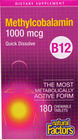 B12 Methylcobalamin -- 1000 mcg - 180 Chewable Tablets (Жевательные таблетки) Natural Factors