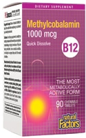 B12 Methylcobalamin -- 1000 mcg - 90 Chewable Tablets (Жевательные таблетки) Natural Factors