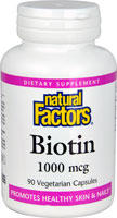 Биотин - 1000 мкг - 90 растительных капсул - Natural Factors Natural Factors