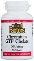 Natural Factors Chromium GTF Chelate -- 500 мкг -- 90 таблеток Natural Factors
