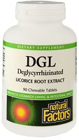 Natural Factors DGL Деглицирризированный экстракт корня солодки -- 90 жевательных таблеток Natural Factors