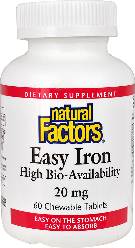 Легкоусвояемое Железо - 20 мг - 60 жевательных таблеток - Natural Factors Natural Factors