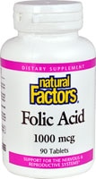 Folic Acid -- 1000 mcg - 90 Tablets (Таблетки) Natural Factors