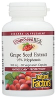 Экстракт виноградных косточек Natural Factors GrapeSeedRich™ — 100 мг — 60 капсул Natural Factors