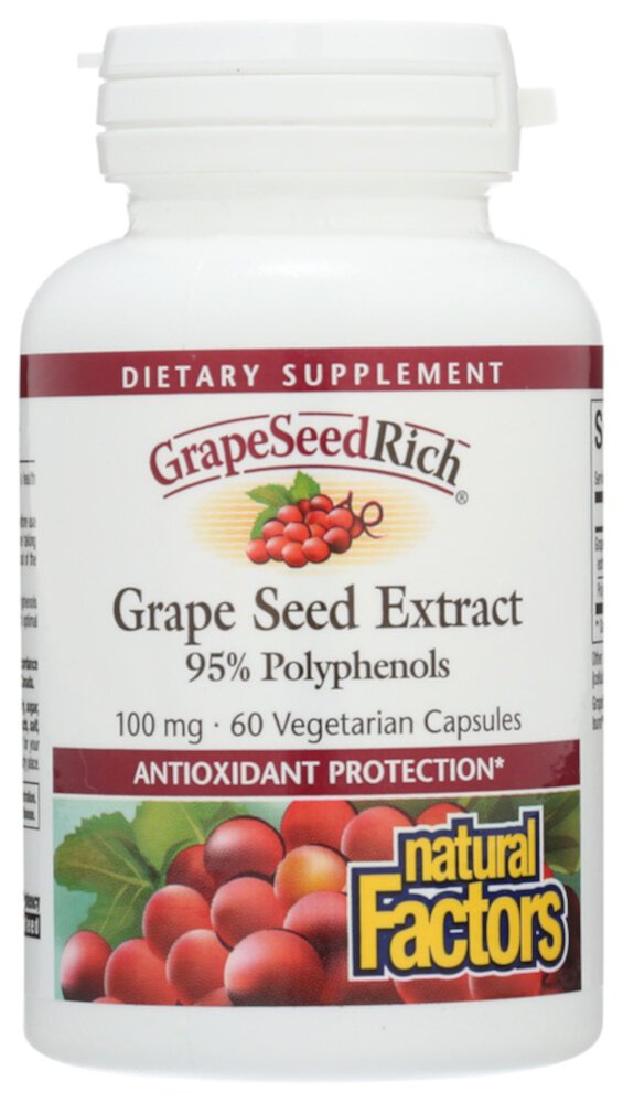 Экстракт виноградных косточек Natural Factors GrapeSeedRich™ — 100 мг — 60 капсул Natural Factors