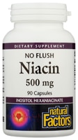 No Flush Niacin -- 500 mg - 90 Capsules (Капсулы) Natural Factors