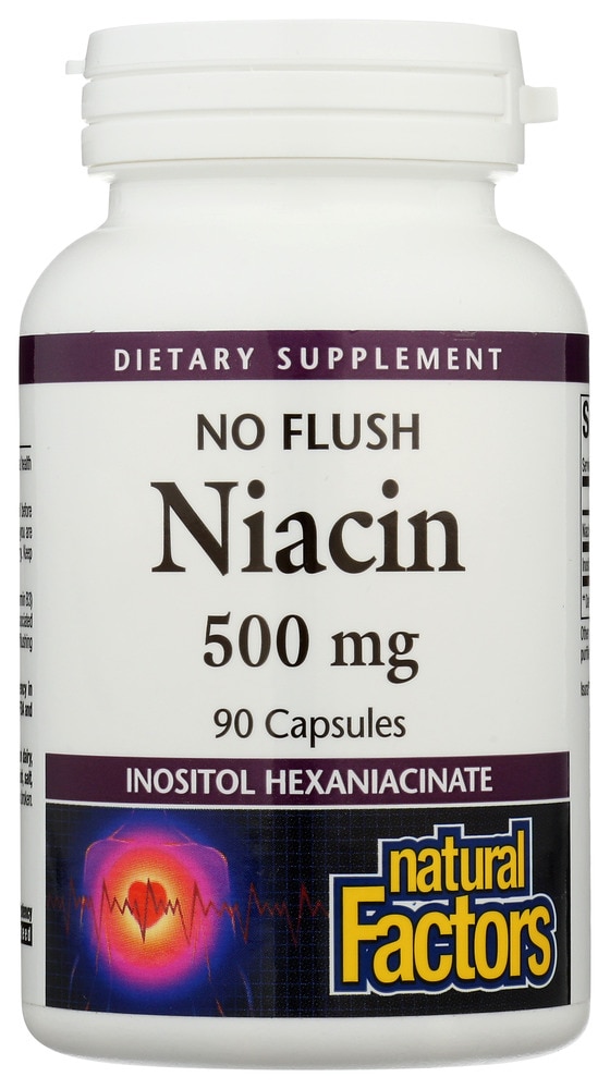 No Flush Niacin -- 500 mg - 90 Capsules (Капсулы) Natural Factors