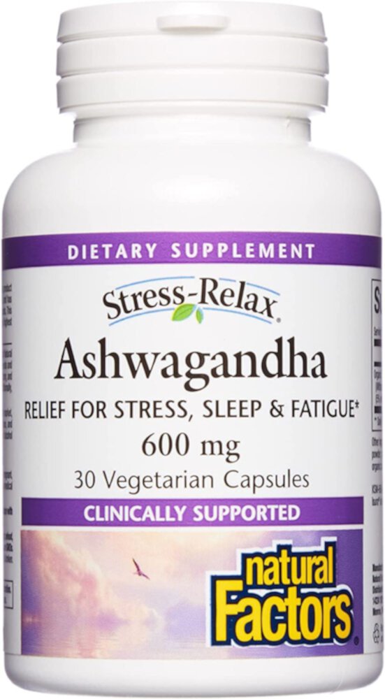 Stress-Relax® Ashwagandha -- 600 mg - 30 Vegetarian Capsules (Вегетарианские капсулы) Natural Factors