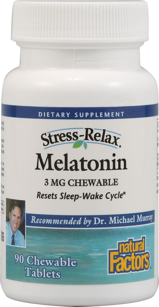 Мелатонин Stress-Relax® - 3 мг - 90 жевательных таблеток - Natural Factors Natural Factors