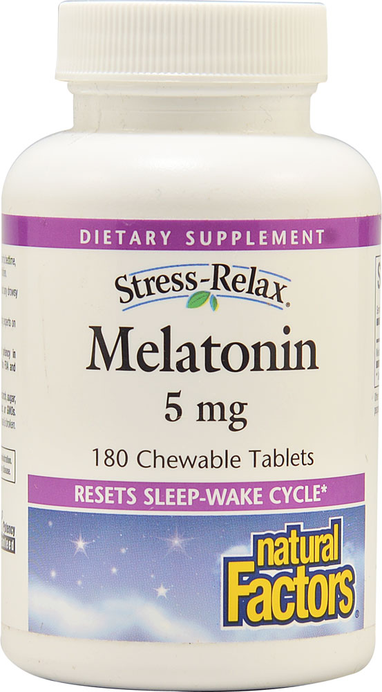 Natural Factors Stress-Relax® Мелатонин -- 5 мг -- 180 жевательных таблеток Natural Factors