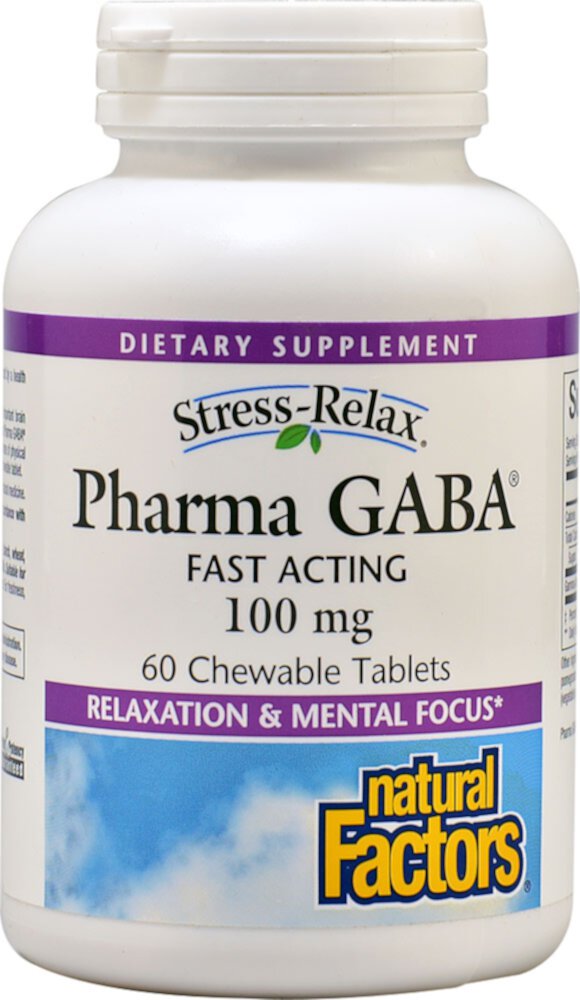 Stress-Relax® Pharma GABA™ -- 100 мг -- 60 жевательных таблеток Natural Factors