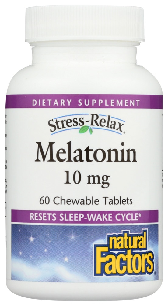 Natural Factors Stress-Relax® Мелатонин -- 10 мг -- 60 жевательных таблеток Natural Factors