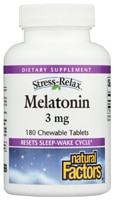 Natural Factors Stress-Relax® Мелатонин -- 3 мг -- 180 жевательных таблеток Natural Factors