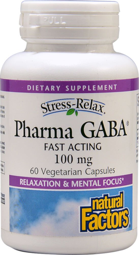 Stress-Relax® Pharma GABA™ — 100 мг — 60 вегетарианских капсул Natural Factors