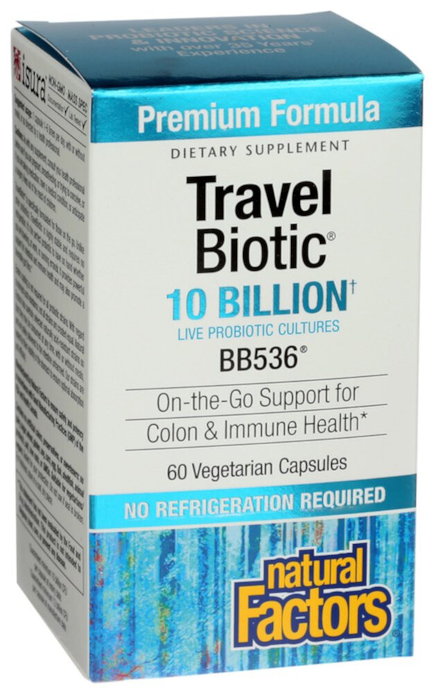 TravelBiotic™ 10 Billion Active Cells BB536® -- 60 Vegetable Capsules (Растительные капсулы) Natural Factors