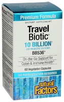 Natural Factors TravelBiotic™ 10 миллиардов активных клеток BB536® -- 60 растительных капсул Natural Factors