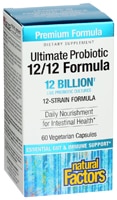 Ultimate Probiotic 12-12 Formula -- 12 billion cells - 60 Vegetarian Capsules (Вегетарианские капсулы) Natural Factors