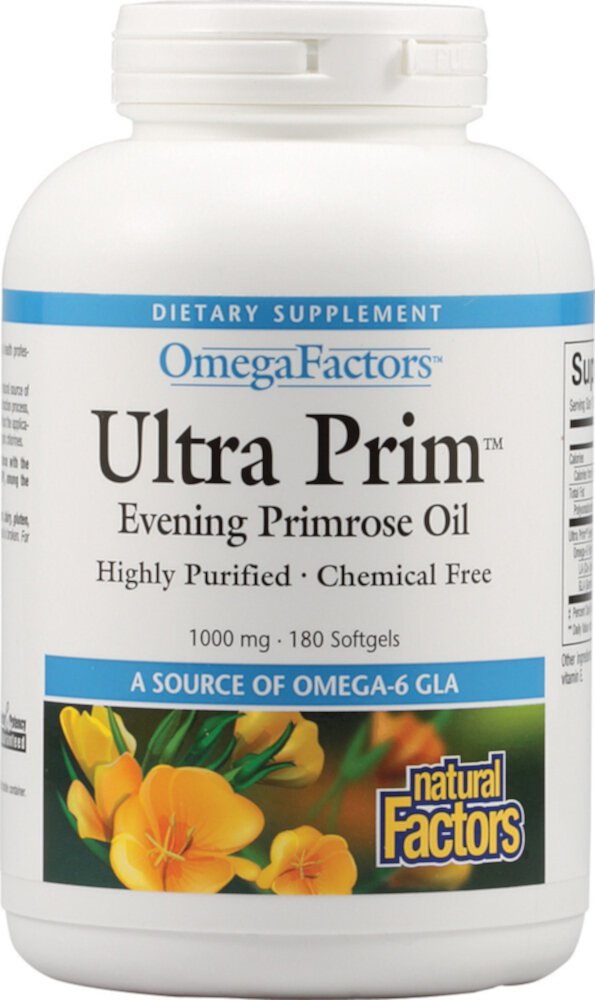 Natural Factors Ultra Prim™ Масло примулы вечерней — 1000 мг — 180 мягких капсул Natural Factors