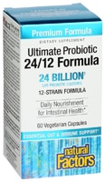 Natural Factors Ultimate Пробиотик 24 миллиарда -- 60 вегетарианских капсул Natural Factors