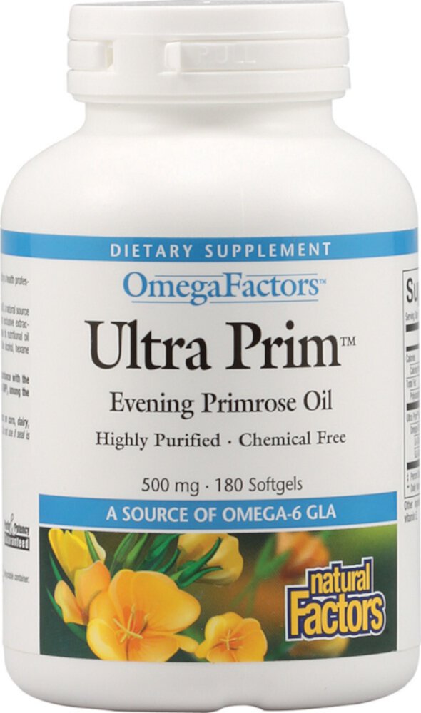 Natural Factors Ultra Prim™ Масло примулы вечерней — 500 мг — 180 мягких капсул Natural Factors
