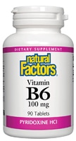 Vitamin B6 -- 100 mg - 90 Tablets (Таблетки) Natural Factors