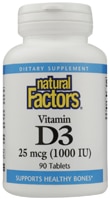 Natural Factors Витамин D3 - 1000 МЕ - 90 таблеток Natural Factors