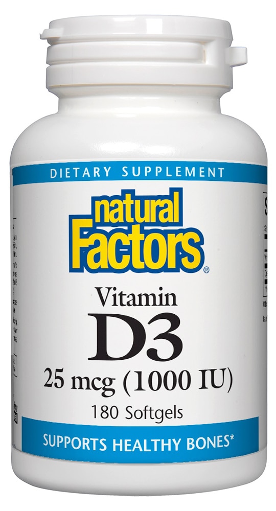 Natural Factors Витамин D3 – 1000 МЕ – 180 капсул Natural Factors