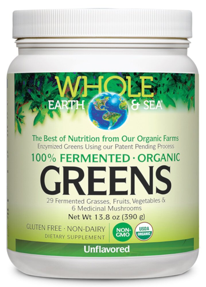Natural Factors Ферментированная органическая зелень Whole Earth & Sea® без вкусовых добавок — 30 порций Natural Factors